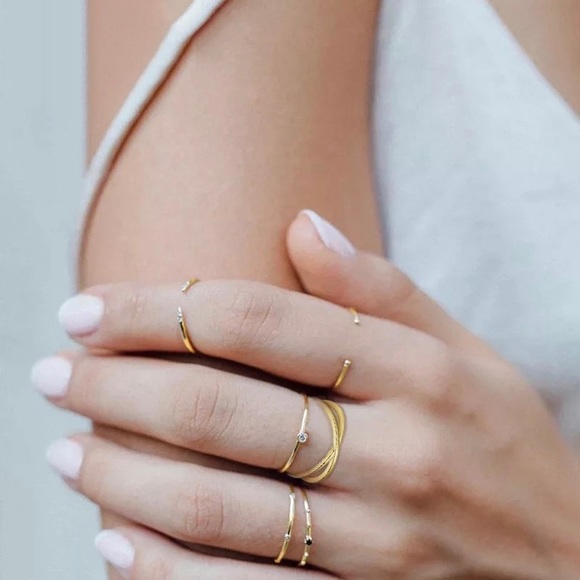 🍋2/$30 New Gold Plated Solitaire Stacking Rings - Picture 3 of 3